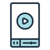 Icon of a smartphone with a play button to represent mobile and vertical video formats. Icon of a smartphone with a play button to represent mobile and vertical video formats.