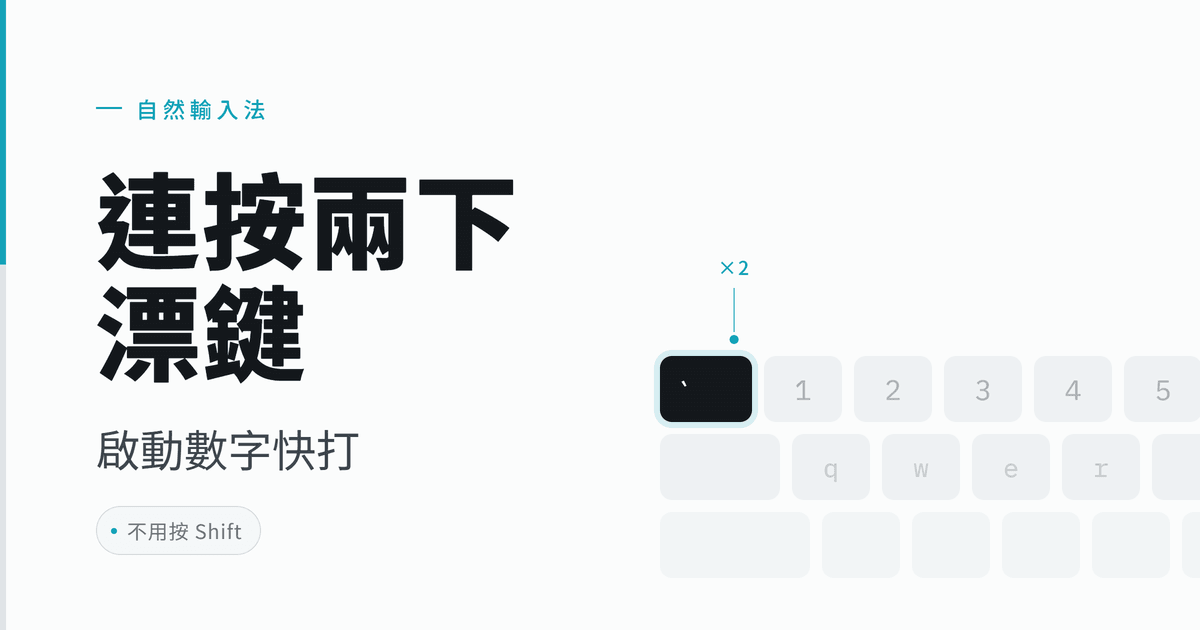 數字快打啟動鍵為「兩下漂鍵」 數字快打啟動鍵為「兩下漂鍵」