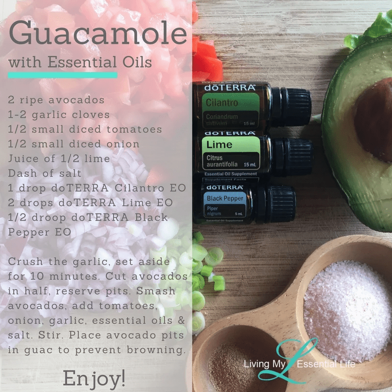 Healthy fresh guacamole recipe for guacamole day using lime, cilantro and black pepper essential oils #GuacamoleDay Healthy fresh guacamole recipe for guacamole day using lime, cilantro and black pepper essential oils #GuacamoleDay