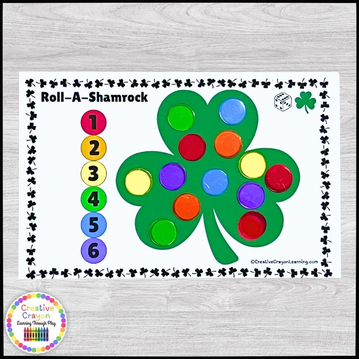 Dice and number recognition shamrock game for St. Patrick’s Day kindergarten math center. Dice and number recognition shamrock game for St. Patrick’s Day kindergarten math center.