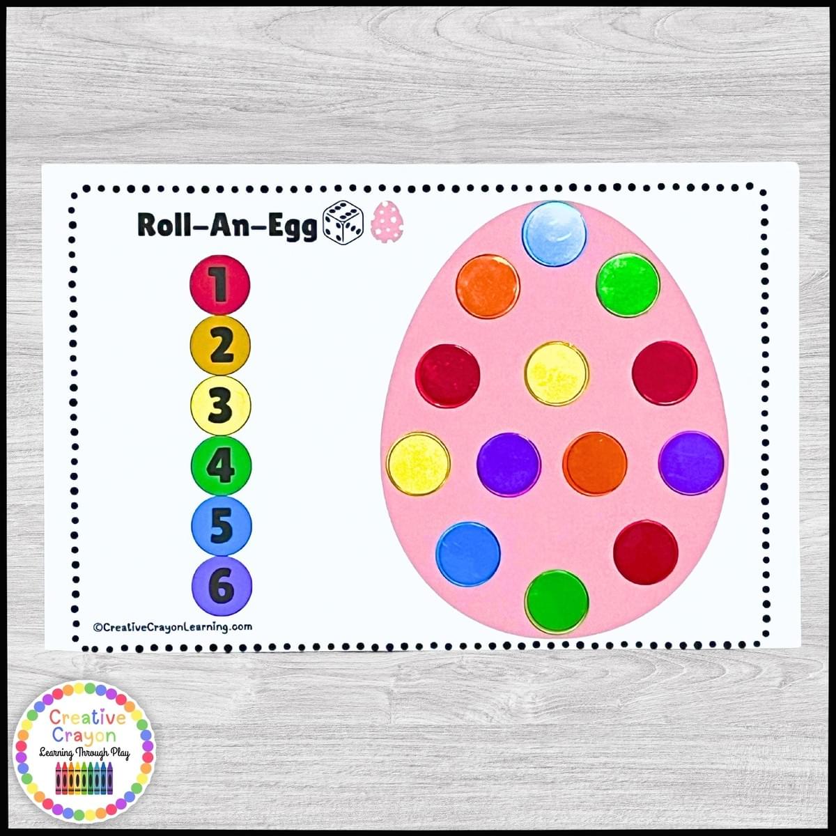 Kindergarten spring math center with Easter egg number mat and dice for practicing counting and number recognition Kindergarten spring math center with Easter egg number mat and dice for practicing counting and number recognition