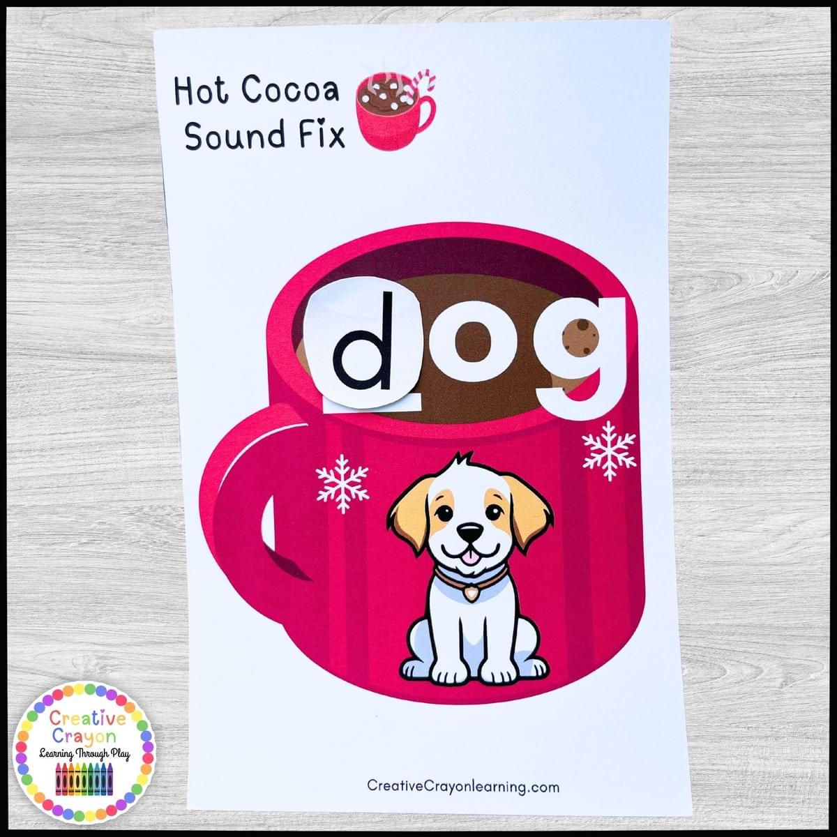 Hot cocoa phonics activity for kindergarten with marshmallow letter cards and sound cups for beginning, middle, and ending sounds. Hot cocoa phonics activity for kindergarten with marshmallow letter cards and sound cups for beginning, middle, and ending sounds.