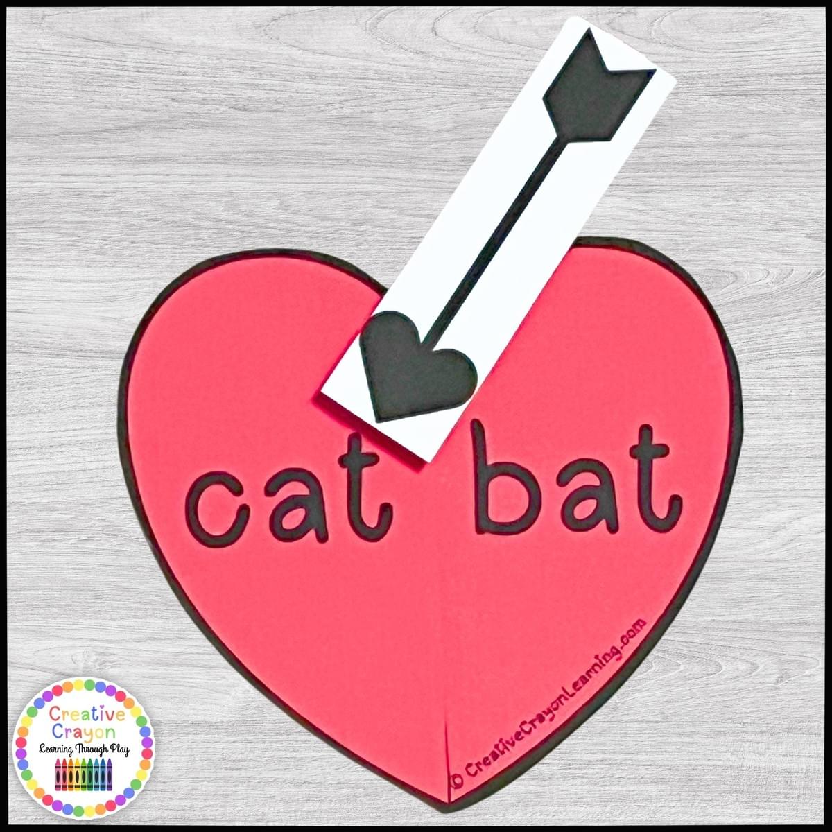 Valentine’s Day rhyming activity for kindergarten, matching heart-shaped CVC words with Cupid’s arrow clips to build phonemic awareness. Valentine’s Day rhyming activity for kindergarten, matching heart-shaped CVC words with Cupid’s arrow clips to build phonemic awareness.