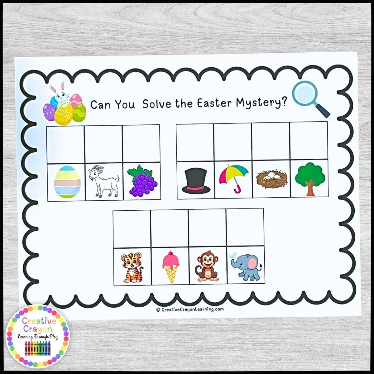 Easter beginning sounds activity for kindergarten with picture-to-letter matching and phonics-based code cracking pages Easter beginning sounds activity for kindergarten with picture-to-letter matching and phonics-based code cracking pages