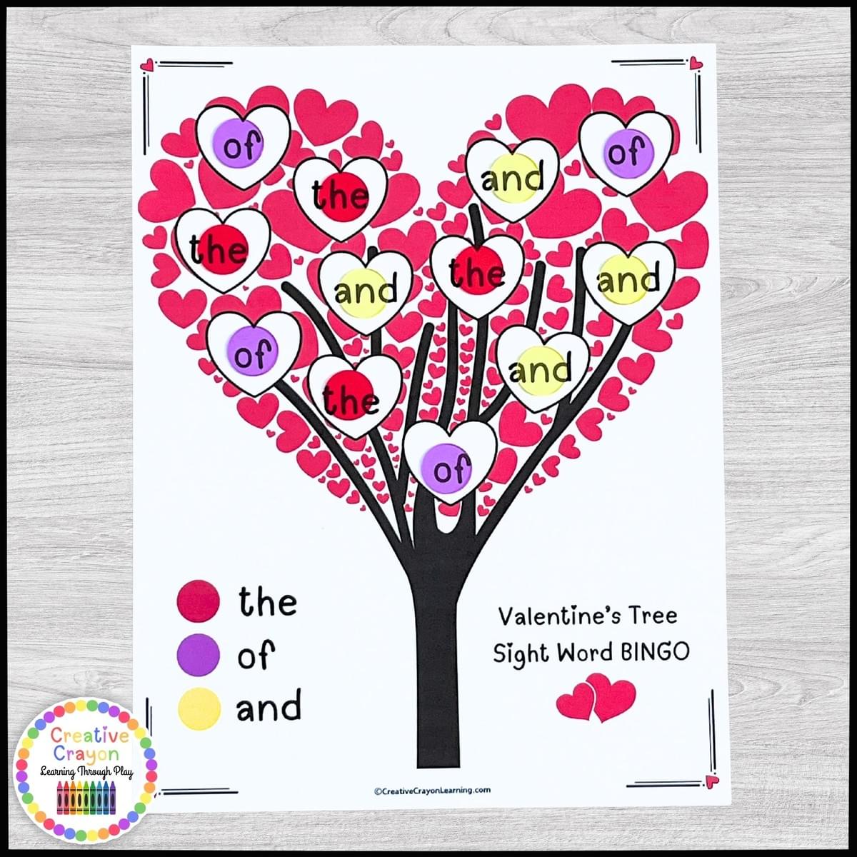 Valentine’s Day sight word bingo for kindergarten with Fry word trees and color-coded bingo chips for fluency practice. Valentine’s Day sight word bingo for kindergarten with Fry word trees and color-coded bingo chips for fluency practice.