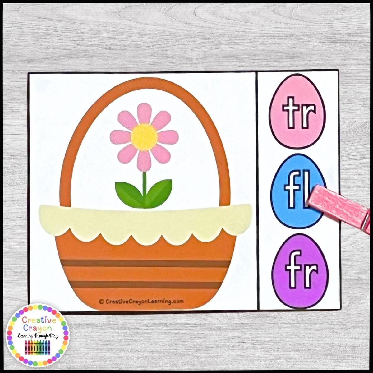 Kindergarten Easter phonics activity with Easter basket blend cards for identifying beginning blend sounds Kindergarten Easter phonics activity with Easter basket blend cards for identifying beginning blend sounds