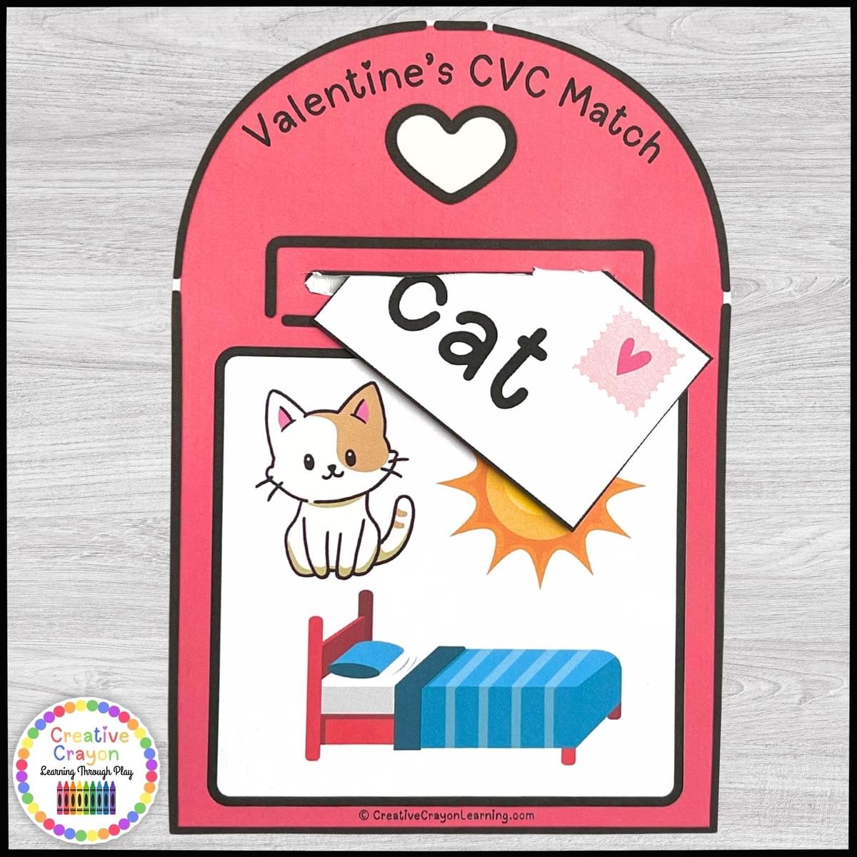 Hands-on CVC word matching Valentine’s literacy center for kindergarten with mailboxes and picture cards. Hands-on CVC word matching Valentine’s literacy center for kindergarten with mailboxes and picture cards.