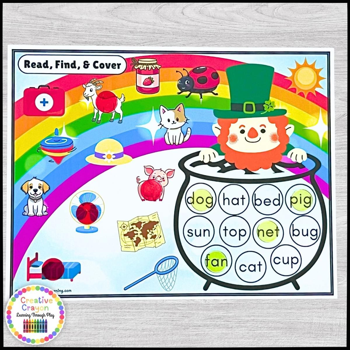 St. Patrick's Day CVC printable for kindergarten with picture clues and decoding practice. St. Patrick's Day CVC printable for kindergarten with picture clues and decoding practice.