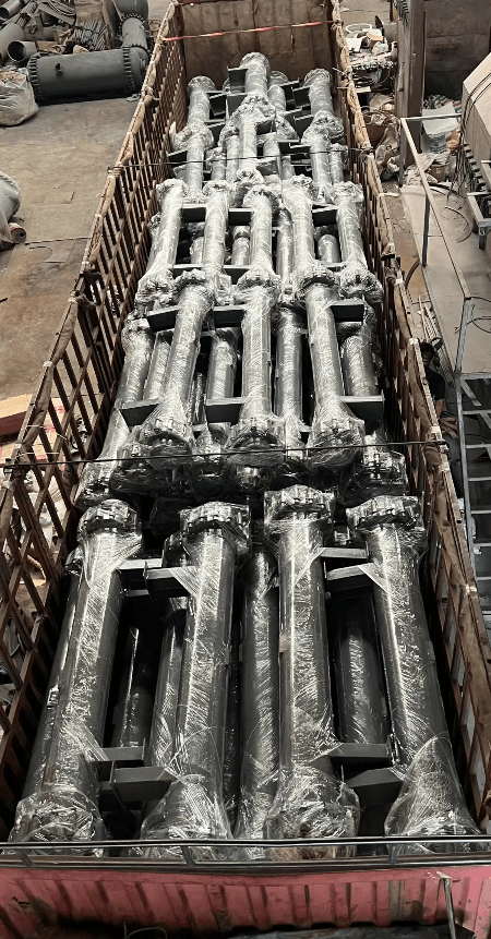 57 horizontal SiC condensers packed and staged for shipment from Wuxi Repicea facility. 57 horizontal SiC condensers packed and staged for shipment from Wuxi Repicea facility.