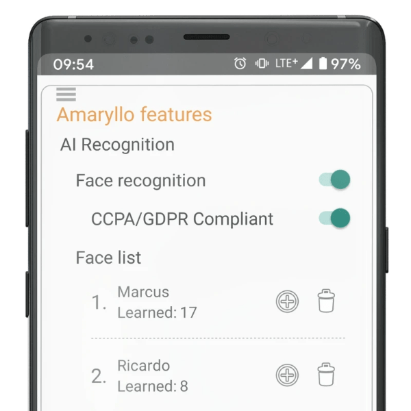 Amaryllo GDPR CCPA data privacy protection face recognition Amaryllo GDPR CCPA data privacy protection face recognition