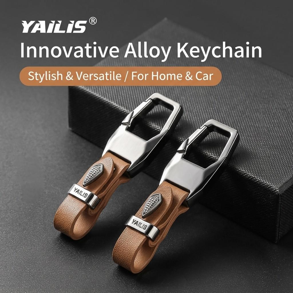 Premium Zinc Alloy Leather Car Keychain