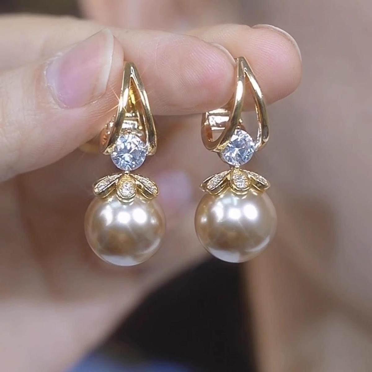 Wine Pearl Huggie Earrings — Night Shift Collection