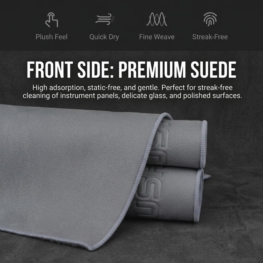 Premium Suede & Coral Velvet Double-Sided Car Wash Towel (30x60cm)