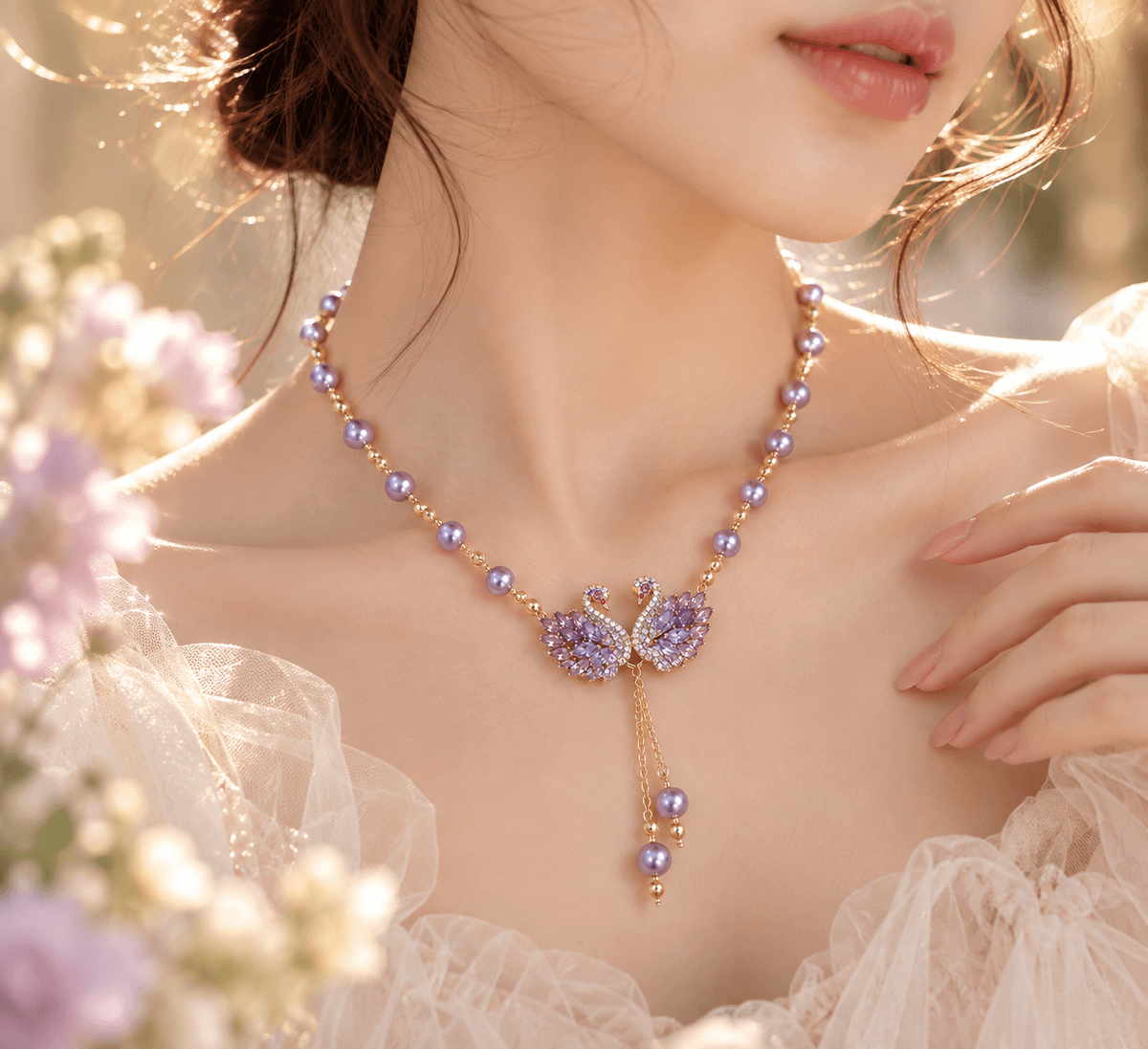 Gilded Swan Strand — Twilight Bloom Collection