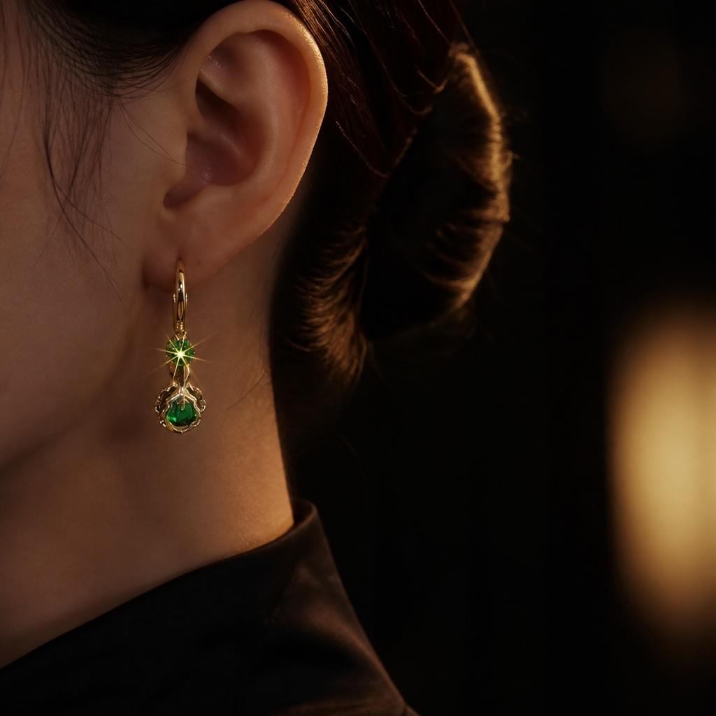 Pavé Court Huggie Earrings — Night Shift Collection