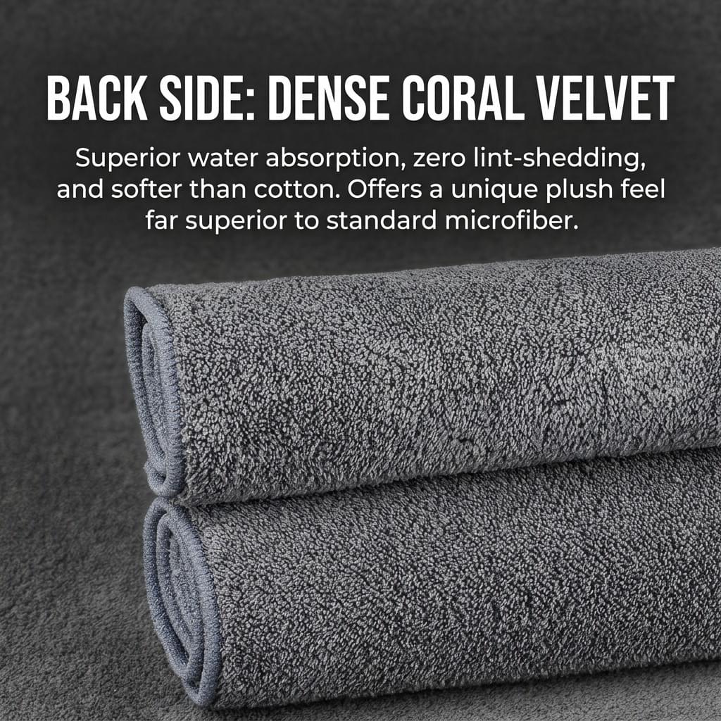 Premium Suede & Coral Velvet Double-Sided Car Wash Towel (30x60cm)