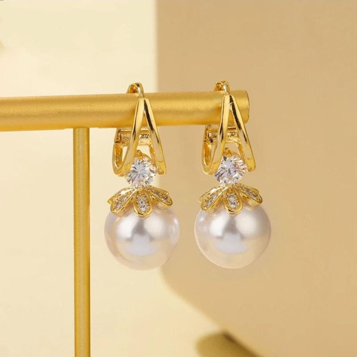 Wine Pearl Huggie Earrings — Night Shift Collection