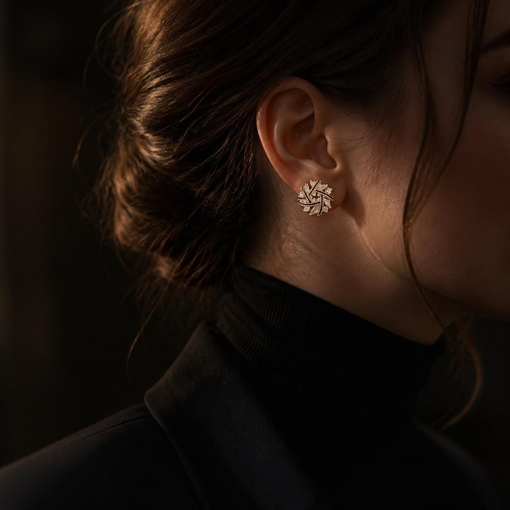 Crossed Line Stud Earrings — Night Shift Collection