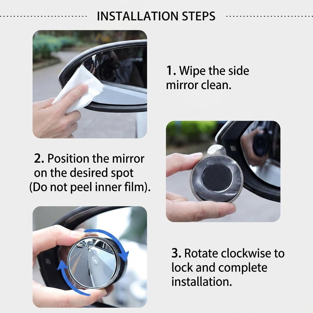 Fits for Universal 360° Wide-Angle Blind Spot Mirrors - Premium Frameless HD Glass (Pair)