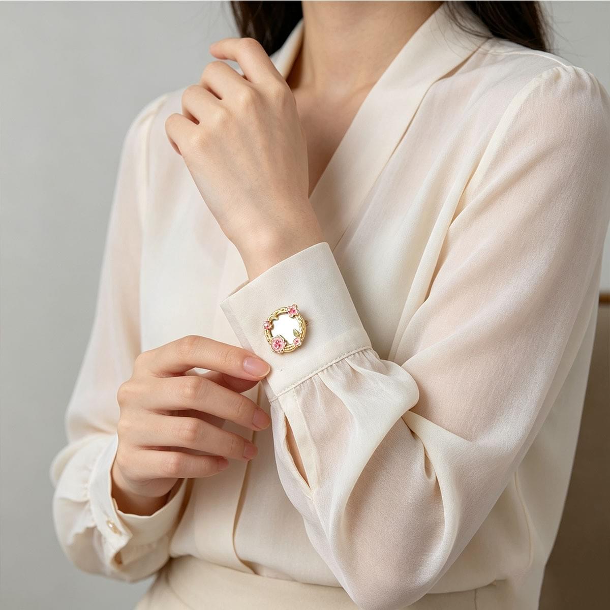 Floral Mirror Button Covers