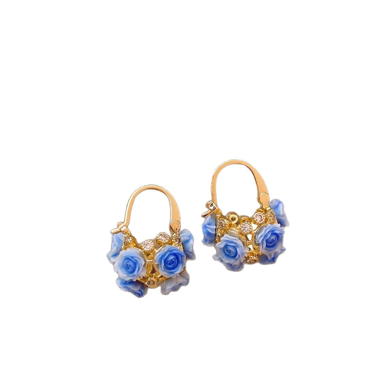 Floral Basket Hoop Earrings