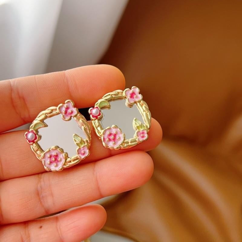 Floral Mirror Button Covers