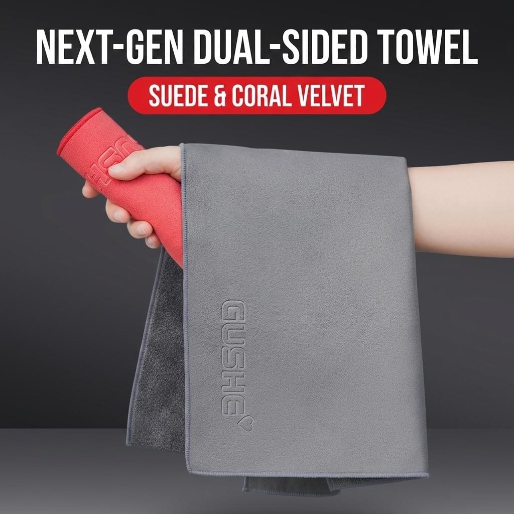 Premium Suede & Coral Velvet Double-Sided Car Wash Towel (30x60cm)
