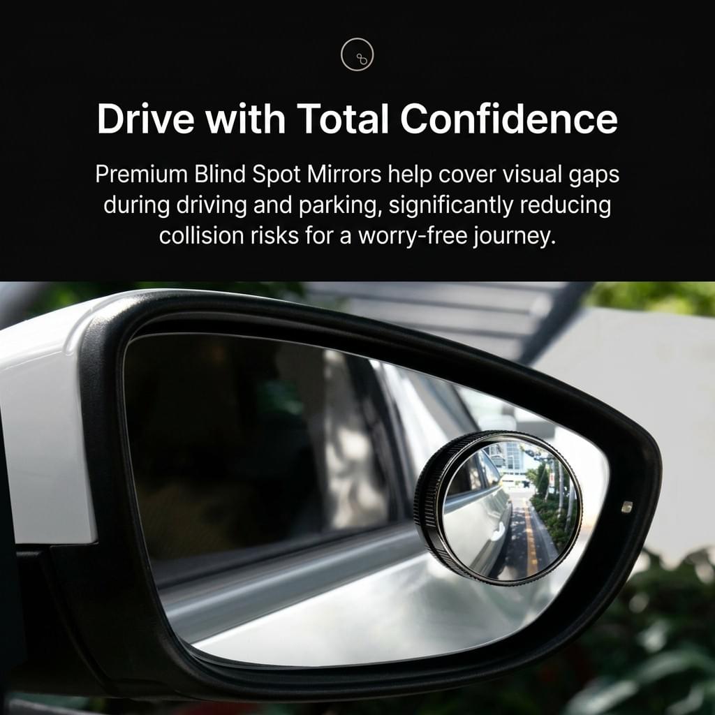 Fits for Universal 360° Wide-Angle Blind Spot Mirrors - Premium Frameless HD Glass (Pair)