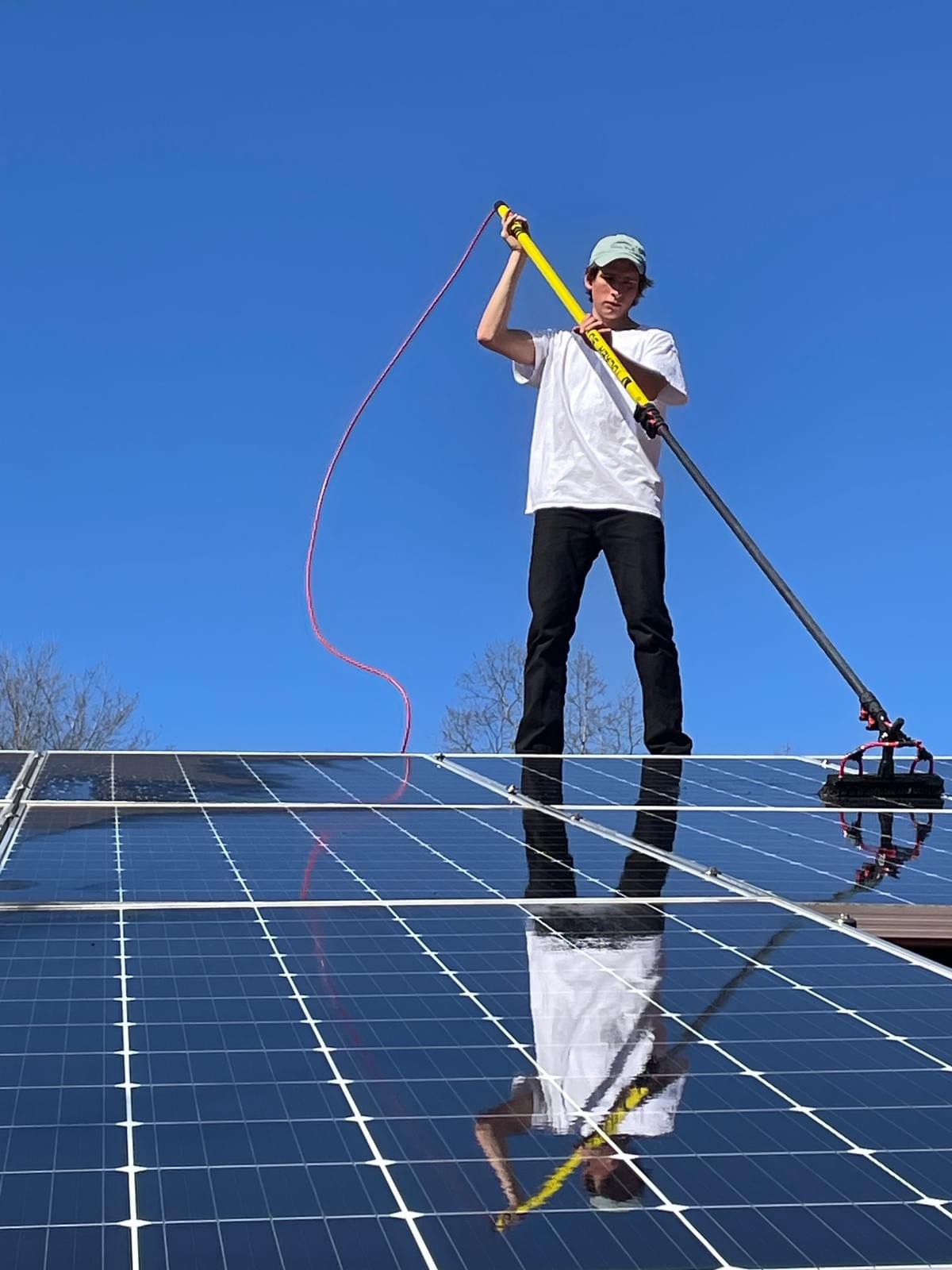 Solar Panel cleaning on rooftop in Lindale Solar Panel cleaning on rooftop in Lindale