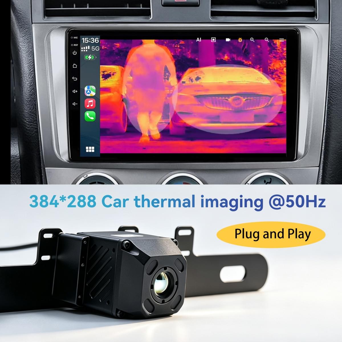 LHODR Vehicle 384 thermal imaging 50HZ with AI CAR thermal camera For US market Night Safety ADAS