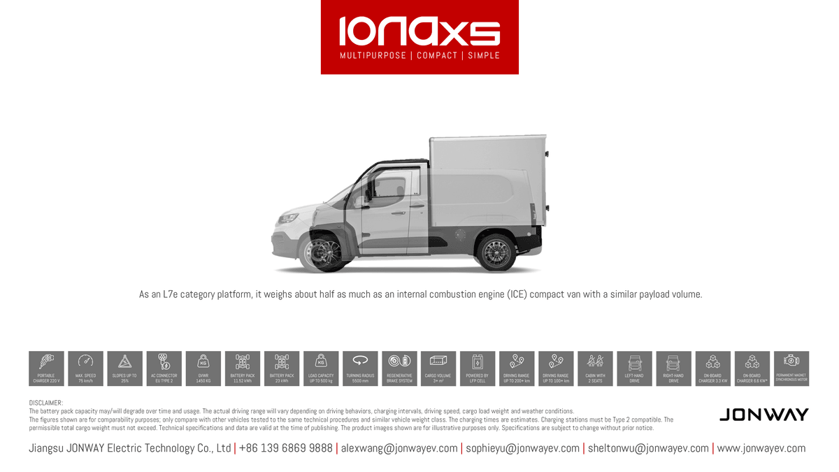 Jonway EV IONAxs flyer 2025  / Electric mini truck Jonway EV IONAxs flyer 2025  / Electric mini truck