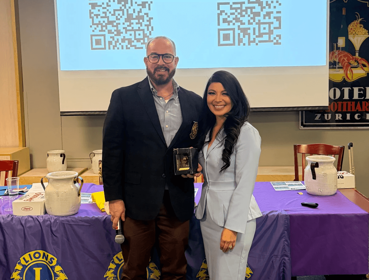 Dallas Founder Lions Club President Jeff Strater pictured with State Representative Cass Hernandez Dallas Founder Lions Club President Jeff Strater pictured with State Representative Cass Hernandez