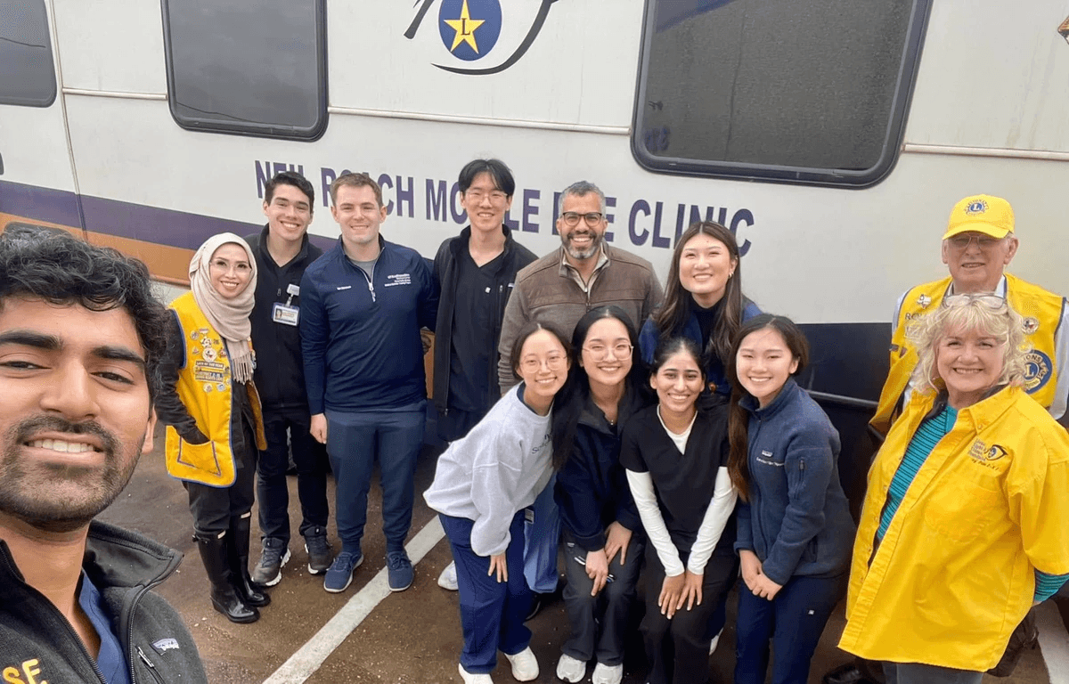 Dallas Founder Lions Club members volunteering with the mobile eye clinic, providing free vision services to the unhoused community in Dallas, Texas. Dallas Founder Lions Club members volunteering with the mobile eye clinic, providing free vision services to the unhoused community in Dallas, Texas.