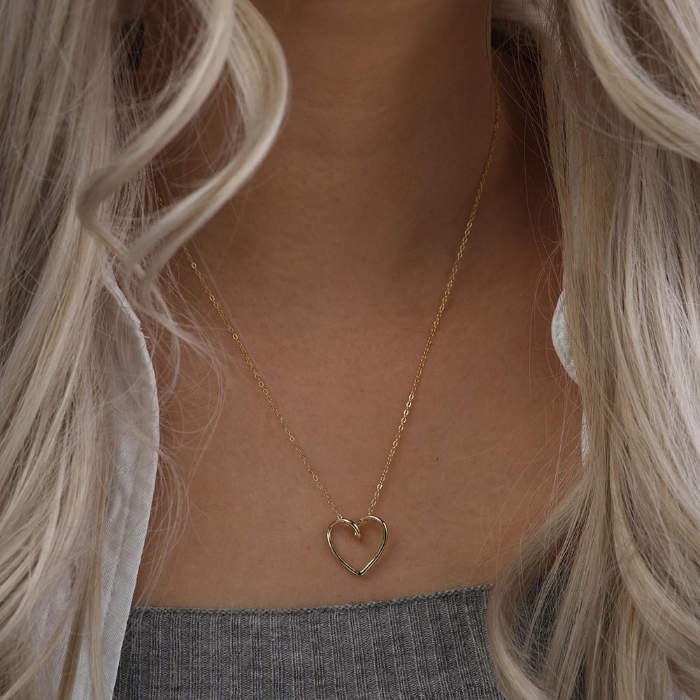 Wholesale Hollow Heart Necklace, 925 Silver Stacking Jewelry, Custom Logo & Plating