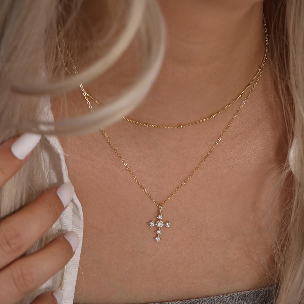 Wholesale Zircon Cross Necklace, 925 Silver Faith Jewelry, Custom Logo Available