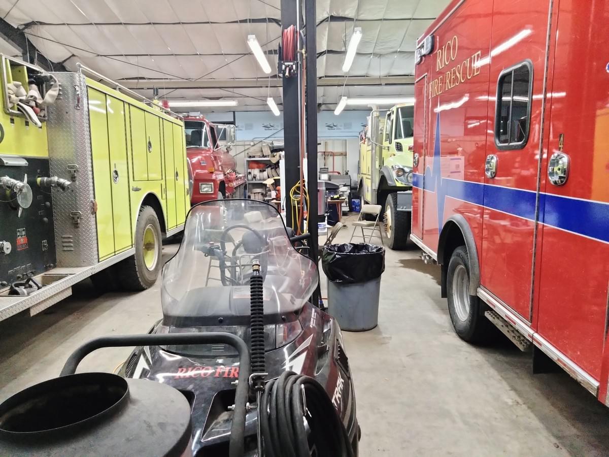 Rico CO Firehouse indoor garage vehicle parking Rico CO Firehouse indoor garage vehicle parking