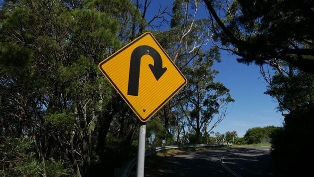 Photo of a U-turn sign in the blog post "Three Things to do if You Start to Lose Faith in Yourself" by The Purple Dog Vegan Photo of a U-turn sign in the blog post "Three Things to do if You Start to Lose Faith in Yourself" by The Purple Dog Vegan