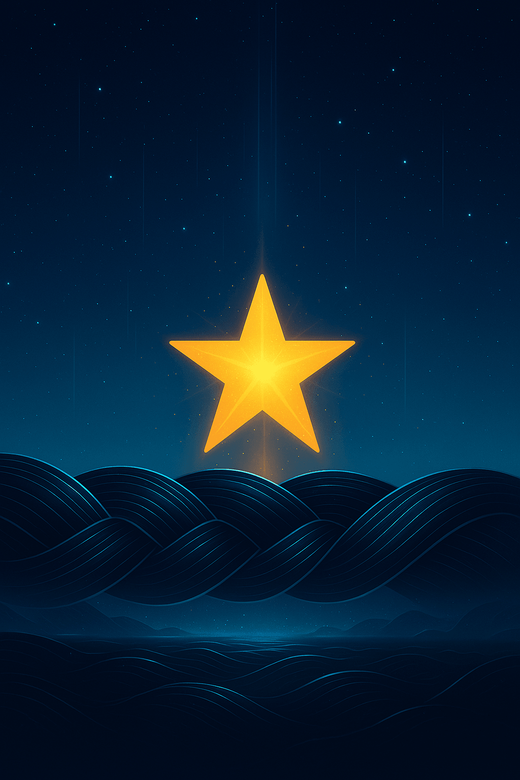 A glowing star floats above a calm sea, tethered by a soft, spiraling braid that descends into the water. The scene evokes connection, guidance, and emotional continuity, blending celestial metaphor with the fluidity of oceanic resilience. The braid serves as both anchor and conduit, hinting at systems of care that extend across environments. A glowing star floats above a calm sea, tethered by a soft, spiraling braid that descends into the water. The scene evokes connection, guidance, and emotional continuity, blending celestial metaphor with the fluidity of oceanic resilience. The braid serves as both anchor and conduit, hinting at systems of care that extend across environments.