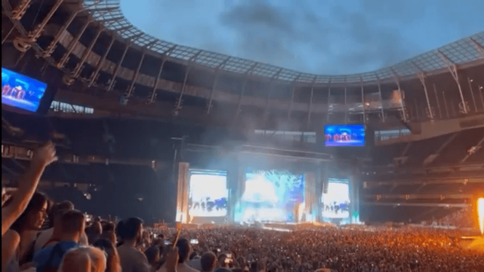 Image of live concert at Tottenham soccer stadium in the UK Image of live concert at Tottenham soccer stadium in the UK