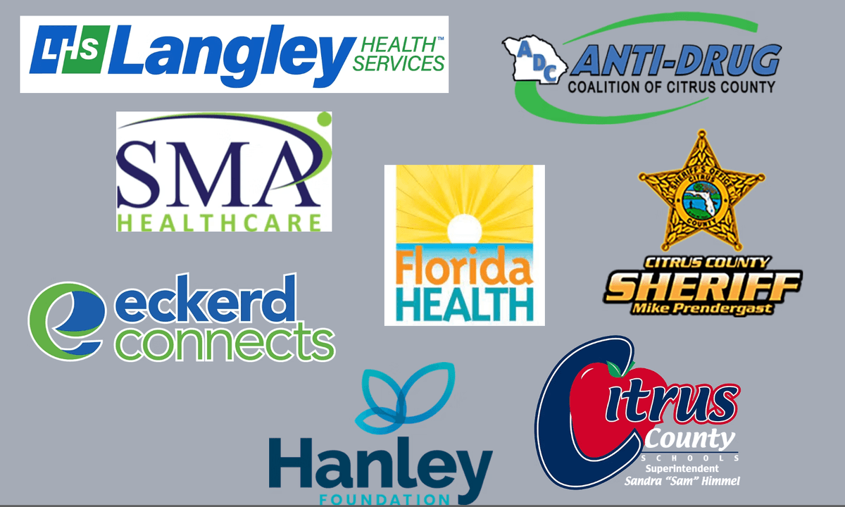 Photo of member logos: Langley Health Services, Anti-Drug Coalition of Citrus County, SMA Healthcare, FDOH-Citrus, Citrus County Sheriff, Eckerd Connects, Hanley Foundation, Citrus County Schools Photo of member logos: Langley Health Services, Anti-Drug Coalition of Citrus County, SMA Healthcare, FDOH-Citrus, Citrus County Sheriff, Eckerd Connects, Hanley Foundation, Citrus County Schools