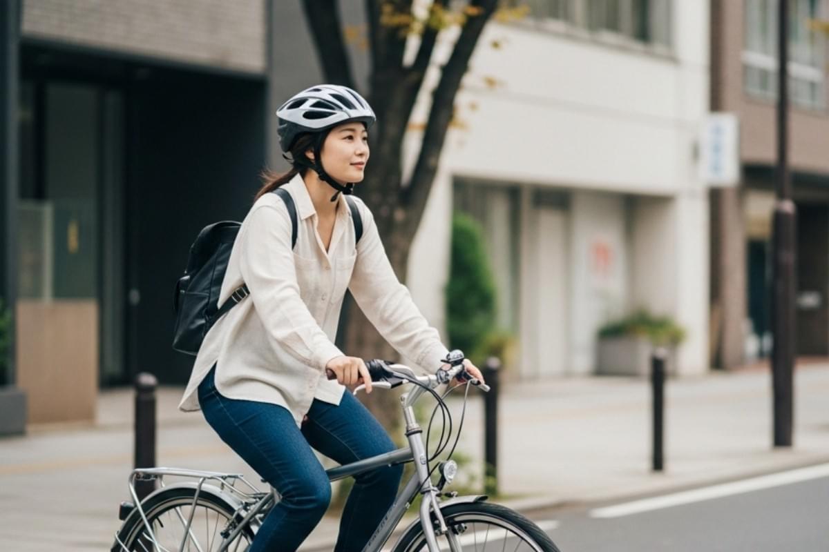 自転車に乗っている女性(イメージ) 自転車に乗っている女性(イメージ)
