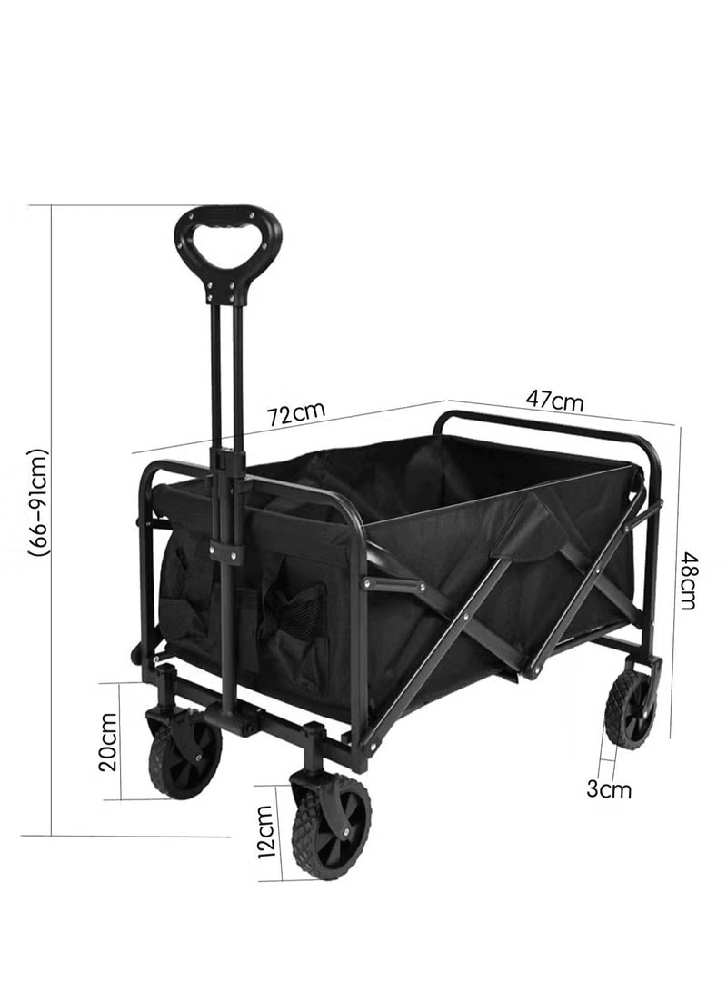 Folding Wagon Cart – Collapsible Utility Beach & Garden Trolley with Adjustable Handle & 360° Wheels
