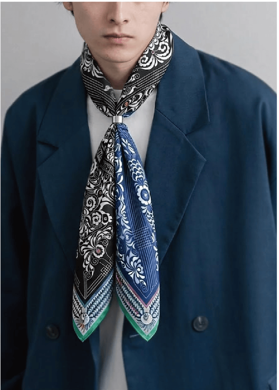 「花鸟枫香」系列 作品番号A004シルクスカーフ Scarf シルク100%