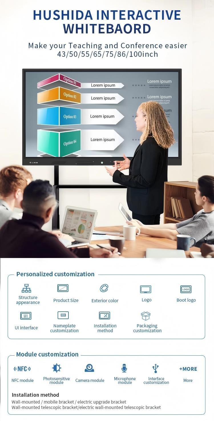 Smart Interactive Board 55–98″ | 4K Touch Screen for Conference & Education