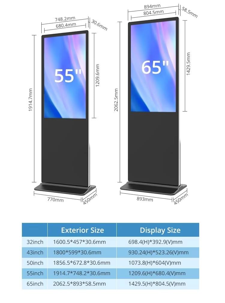 32/43/50/55 Inch Android Touch LCD Floor Standing Digital Signage Kiosk