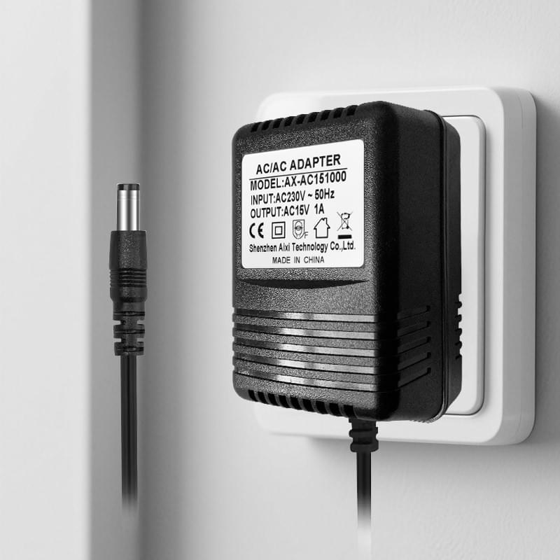AC/AC Adapter 230Vac to 15Vac EU Transformer Output 15V 1000mA