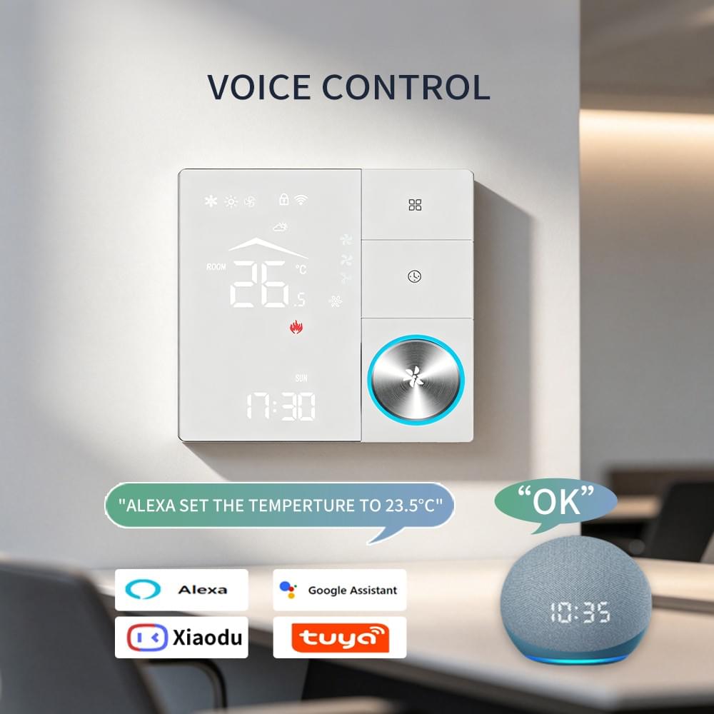 Wi-Fi Thermostat for Fan Coil Units and Air Conditioners, 2-Pipe System Tuya Smart Thermostat Alexa