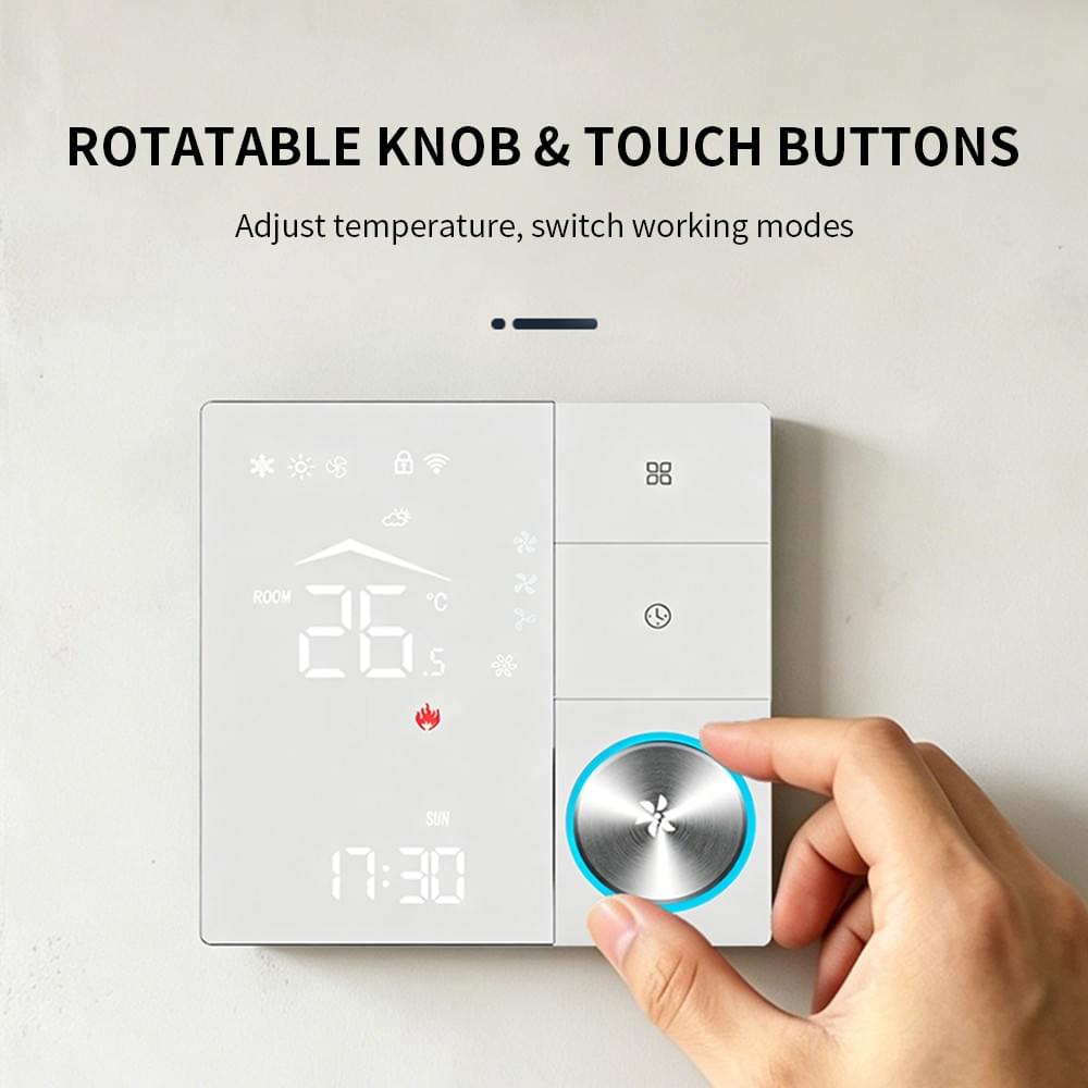 Wi-Fi Thermostat for Fan Coil Units and Air Conditioners, 2-Pipe System Tuya Smart Thermostat Alexa