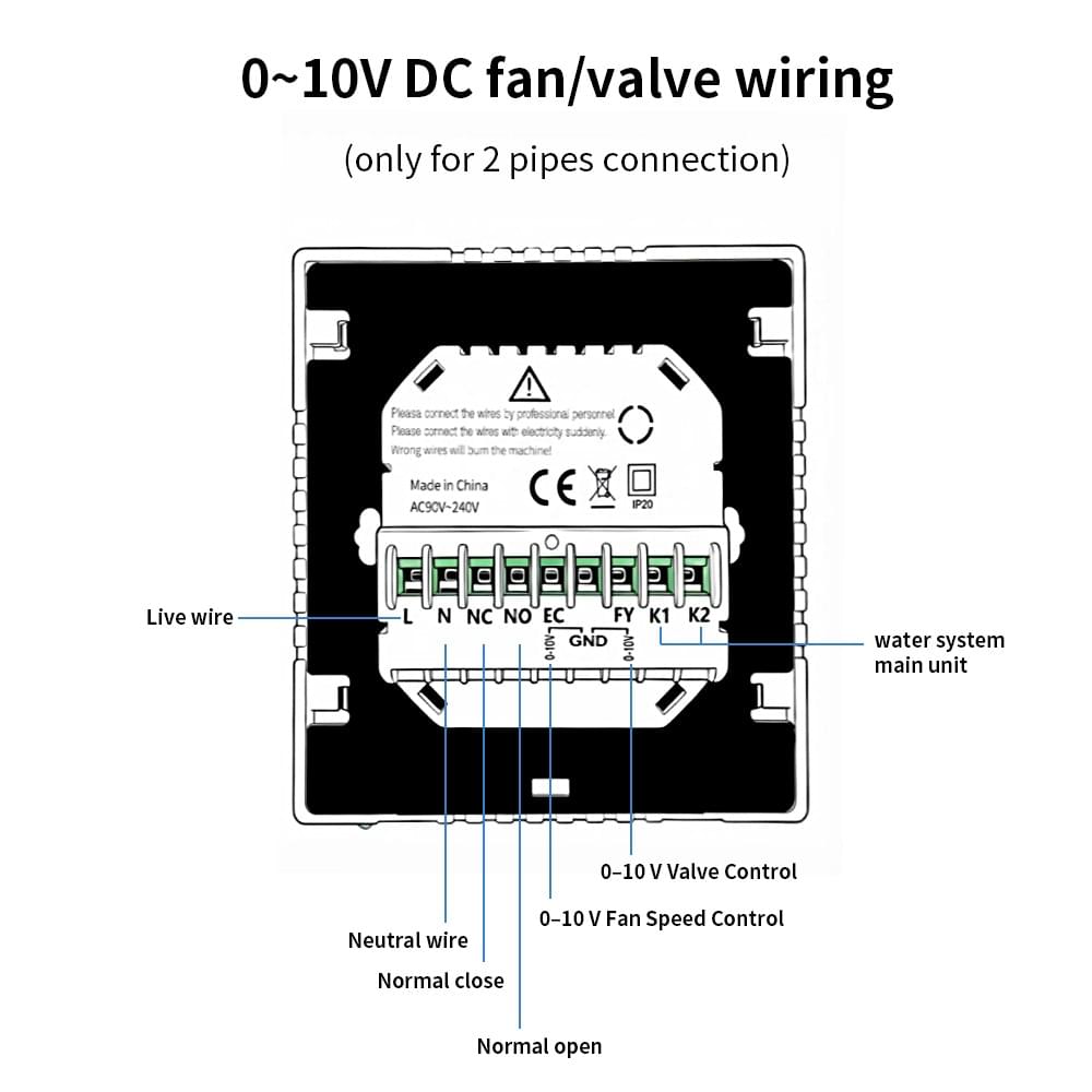 Wi-Fi Thermostat for Fan Coil Units and Air Conditioners, 2-Pipe System Tuya Smart Thermostat Alexa