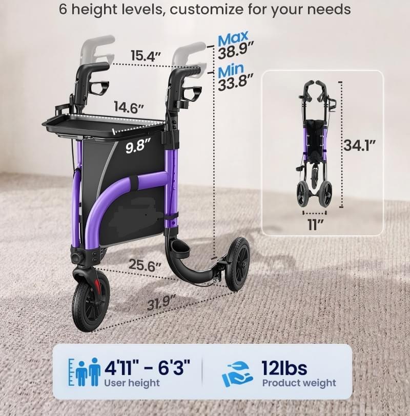 GMH Rollator tri walker folding walker Mason walker